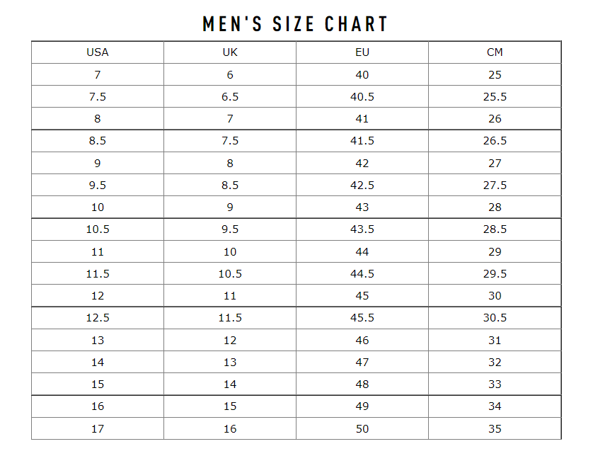 Sorel men’s Boots Sizes chart